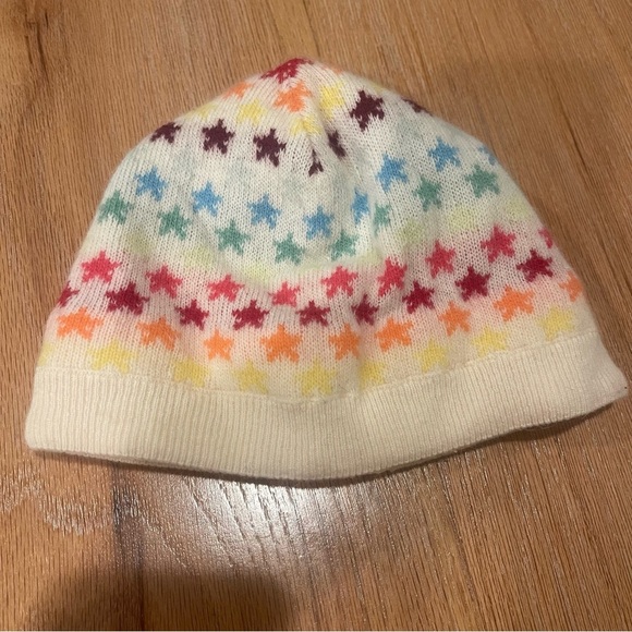 Vintage Y2K Gap Beanie Women’s OS Colorful Stars Rainbow Lambswool Angora Rabbit - Picture 1 of 7